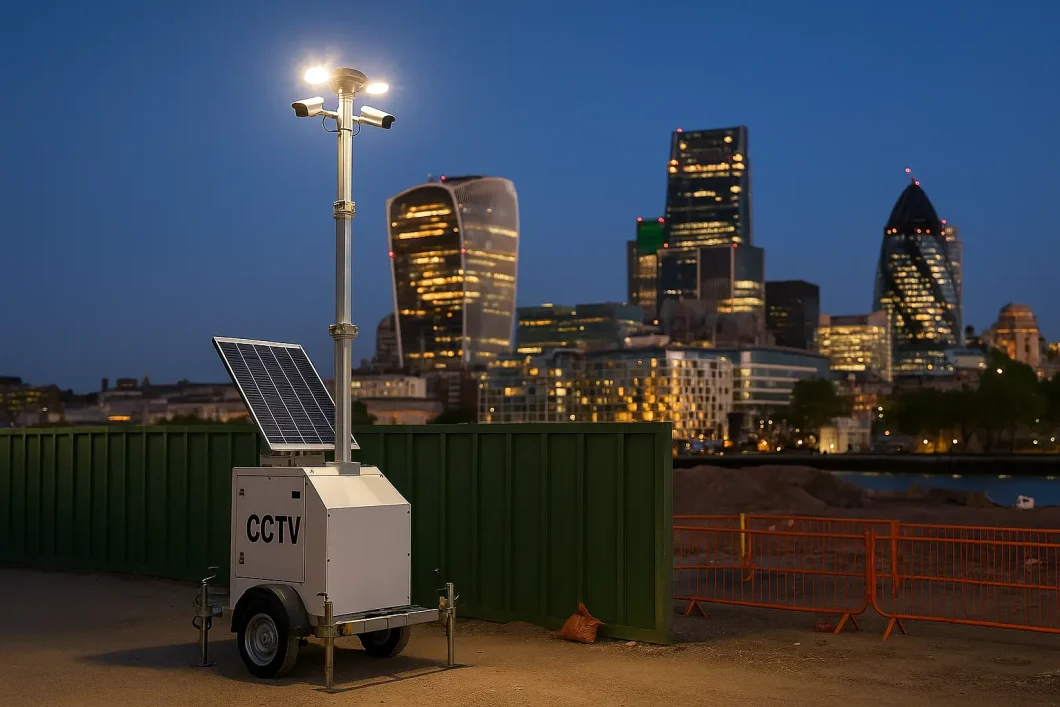 Mobile solar CCTV tower deployed on London construction site