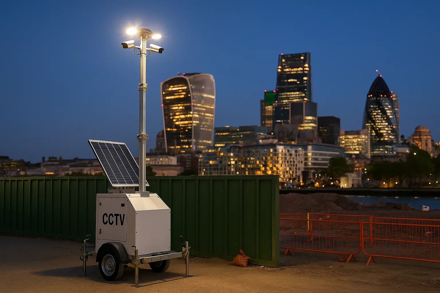 Mobile solar CCTV tower deployed on London construction site